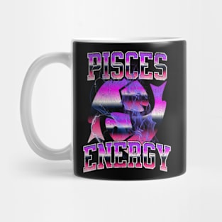 Pisces Energy Retro Lightning Zodiac Sign Birthday Astrology Mug